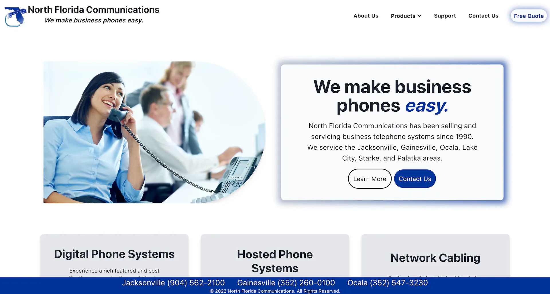 Screenshot of the North Florida Communications website.