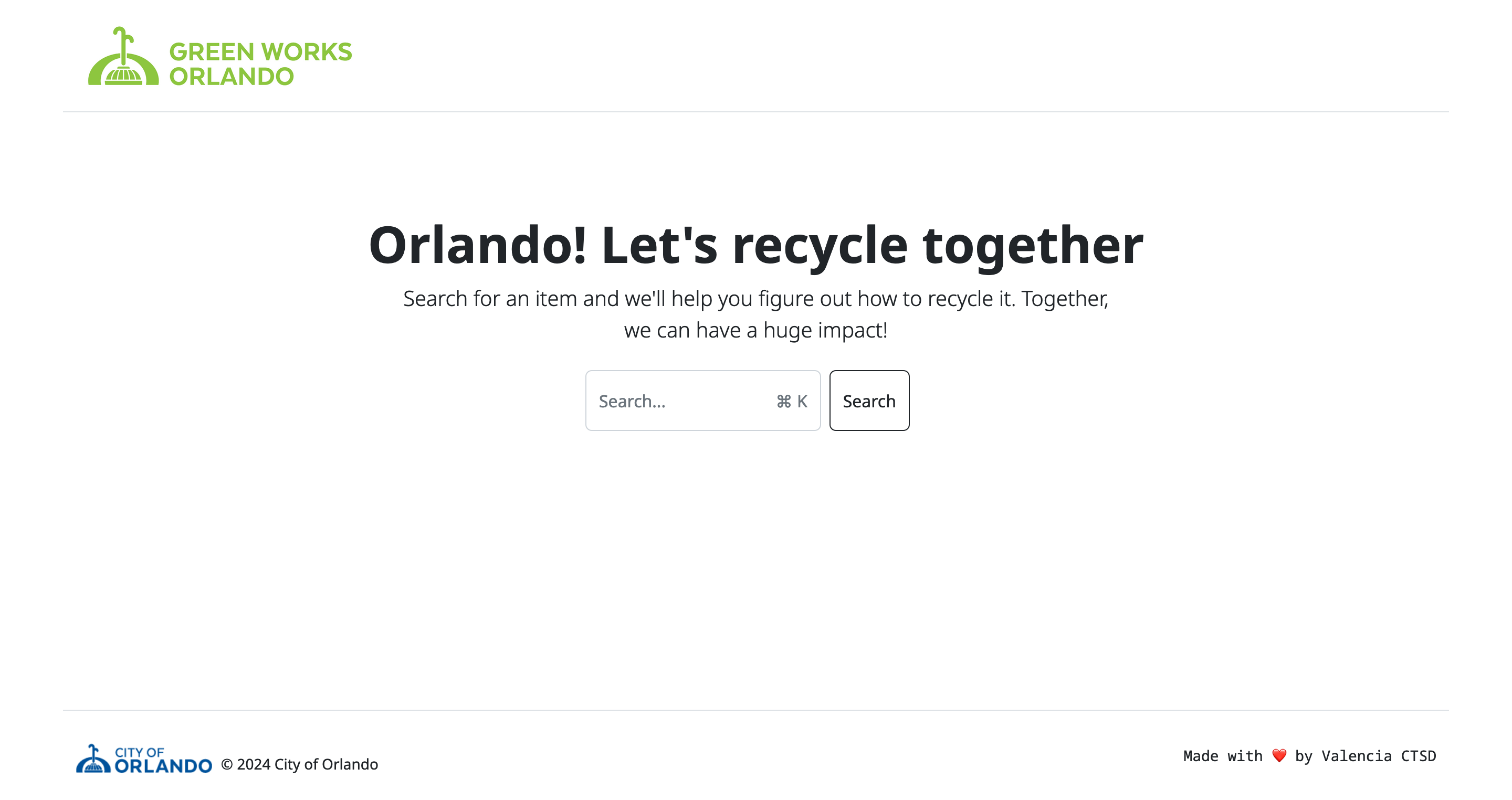 Screenshot of the Orlando Recycles website.